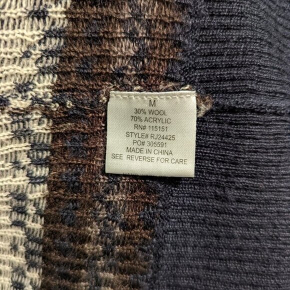 Romeo and Juliet Couture Wool Cardigan Brown Blue Cream Women's Medium - Picture 3 of 5